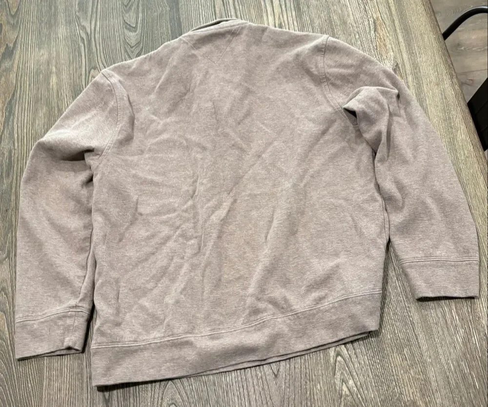 Tommy Hilfiger Men's Half Zip Logo Mock Neck Pullover Sweater Taupe Size XS